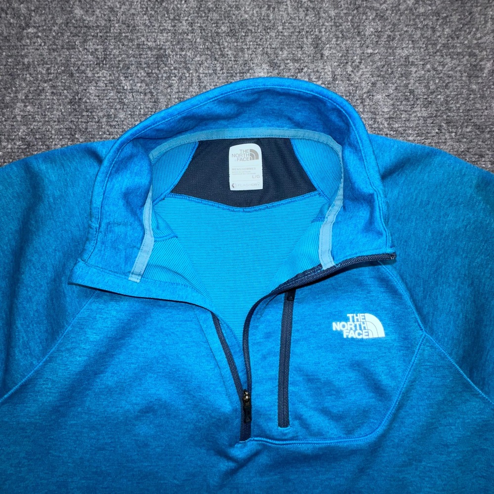 The North Face Mens L G Blue FlashDry‎ 1/4 Zip Pullover Athletic Shirt - Picture 3 of 9